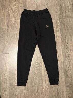 Ovo black Sweatpants with Small Gold Logo